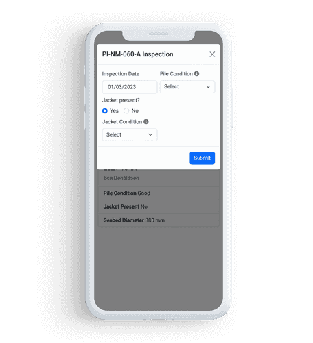 iPhone displaying a new inspection form within AssetSide